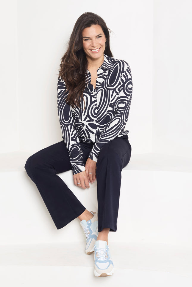 Zoso Blouse Natalia Kit Night Blue 261 Stretchshop.nl