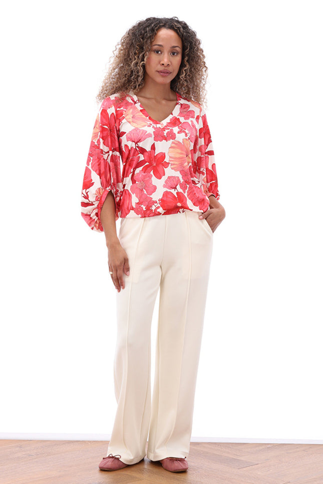 K-design Top V-hals Met Design C102-P123 Stretchshop.nl