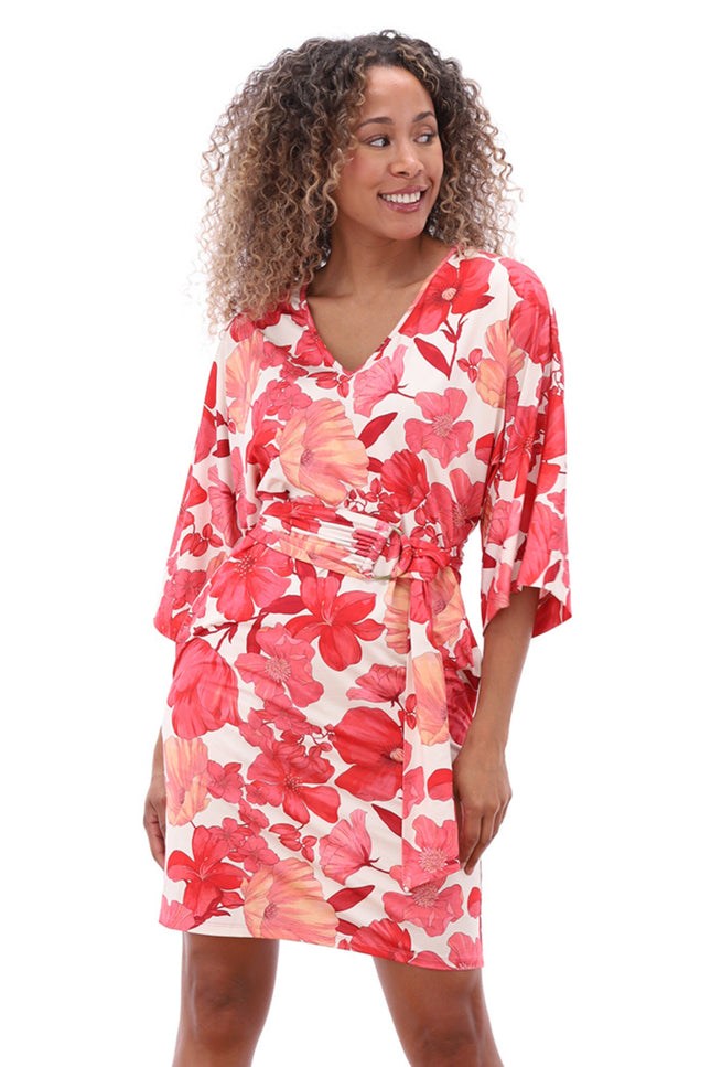 K-design Jurk V-Hals Met Design C104-P123 Stretchshop.nl