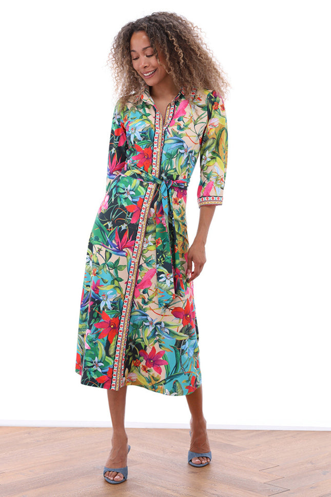 K-design Jurk Maxi Met Design C410-P135 Stretchshop.nl