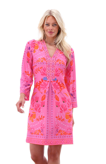 K-design Jurk V-hals Met Design C415-P130 Stretchshop.nl