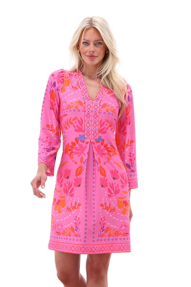 K-design Jurk V-hals Met Design C415-P130 Stretchshop.nl