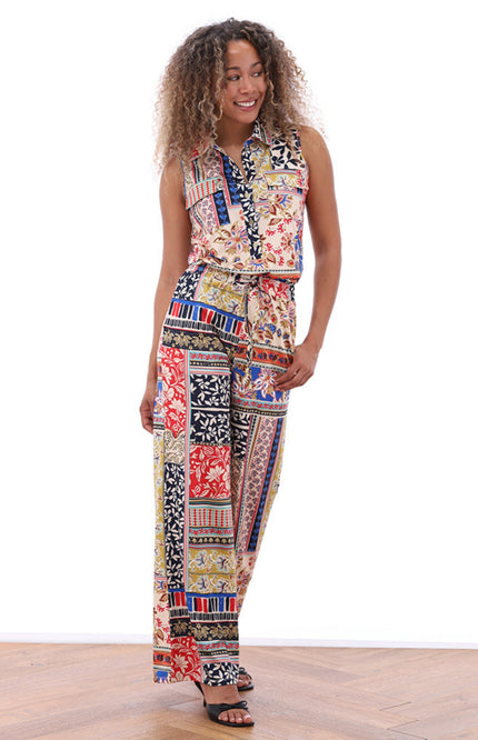 K-design Jumpsuit Mouwloos Met Design C317-P092 Stretchshop.nl