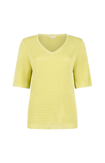 Tramontana Trui V-Neck Lurex Celery Y06-19-601 2 Stretchshop.nl