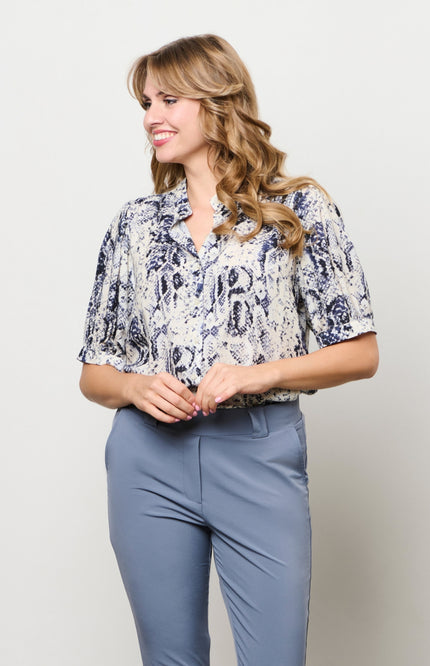 &Co woman Travel Broek Penelope Flare Dark Slate PA203-1 Stretchshop.nl