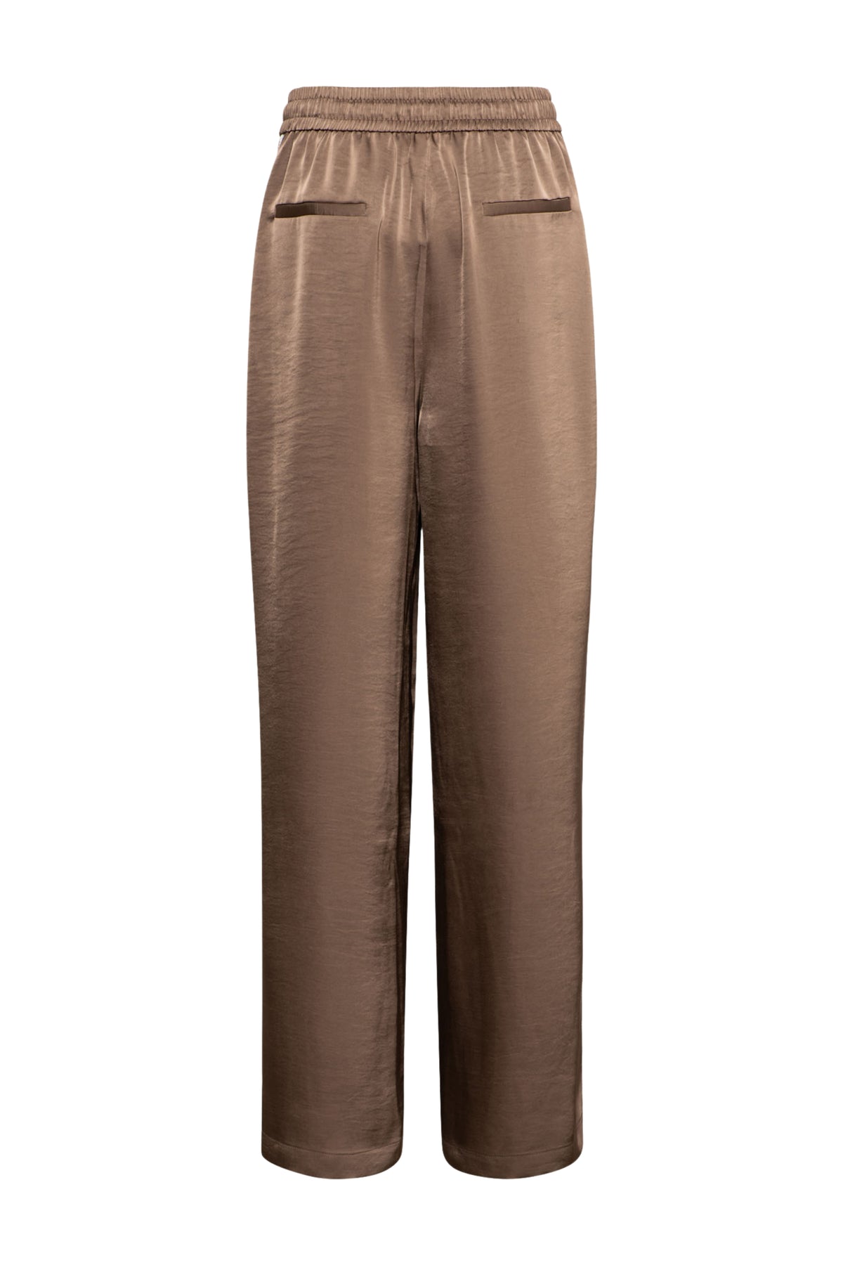 Taupe broek Neomi van &Co woman, getoond op een model, met een moderne pasvorm en stijlvolle uitstraling.