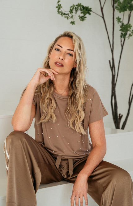 &Co woman Broek Neomi Taupe PA407 Stretchshop.nl