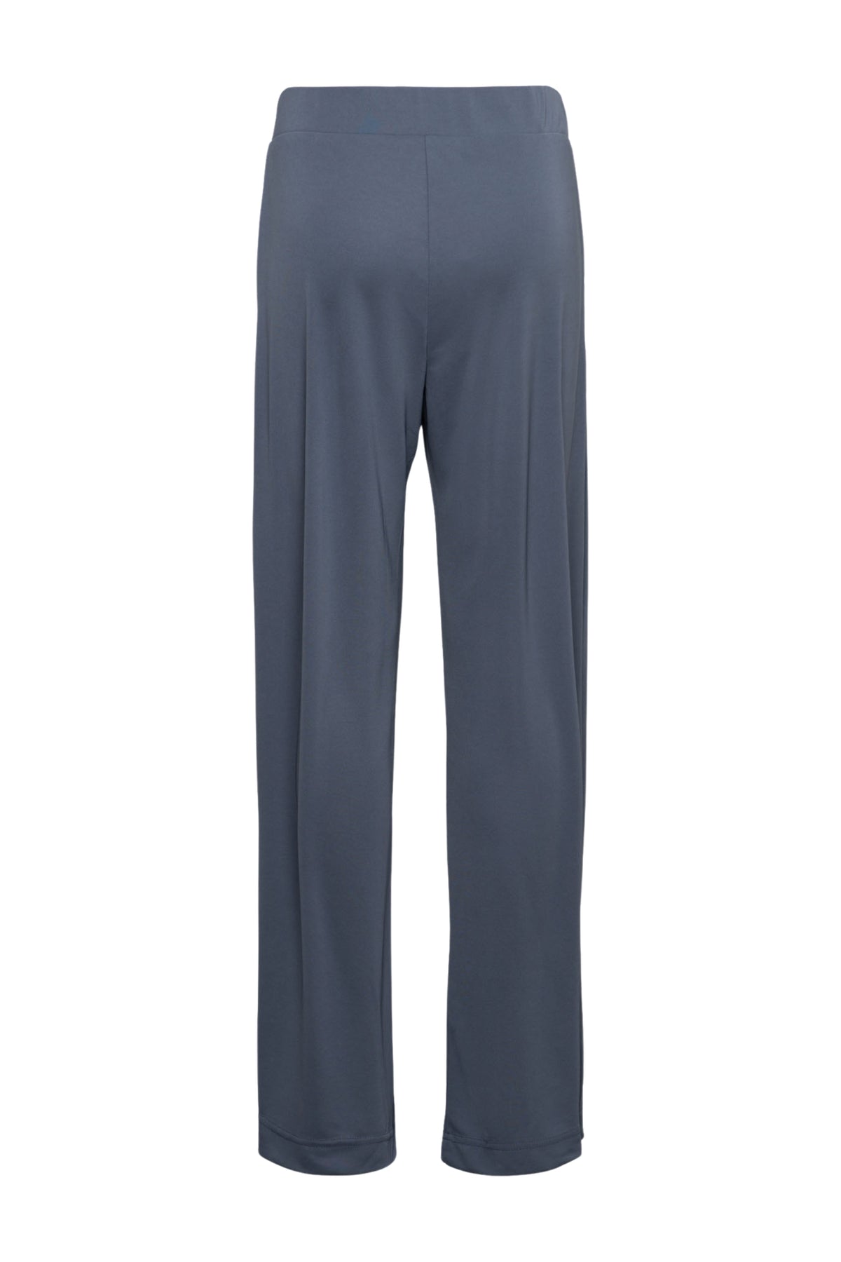 Donkere slate blauwe broek Riley van &Co woman, getailleerd met rechte pijpen, gelegen op een witte achtergrond.