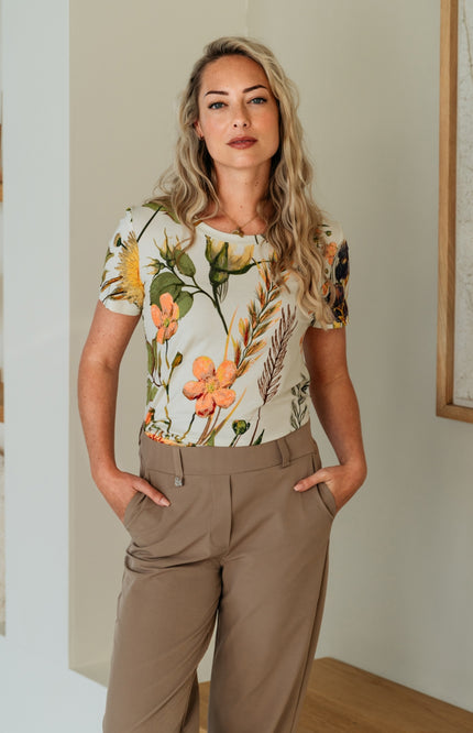 &Co woman Travel Broek Paulien Taupe PA429 Stretchshop.nl