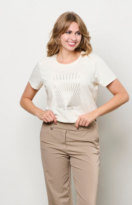 &Co woman T-shirt Soleil Beige TS138 Stretchshop.nl