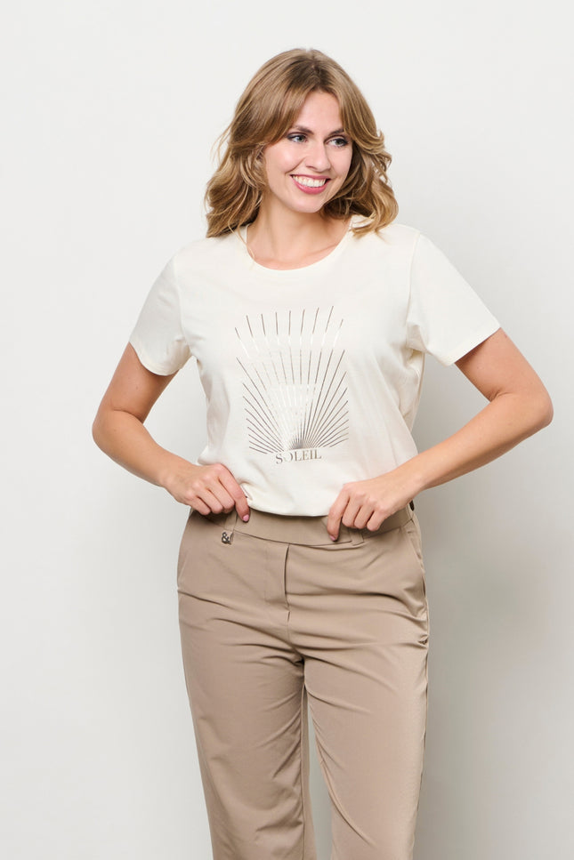 &Co woman T-shirt Soleil Beige TS138 Stretchshop.nl