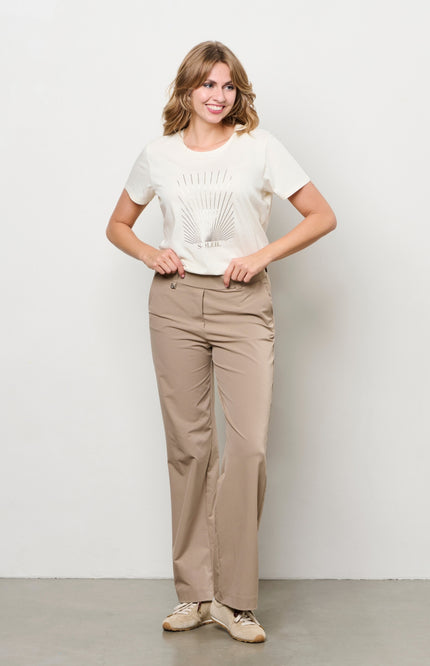 &Co woman T-shirt Soleil Beige TS138 Stretchshop.nl