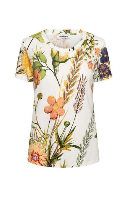 &Co woman Top Vere Flower Offwhite Multi TO354 Stretchshop.nl