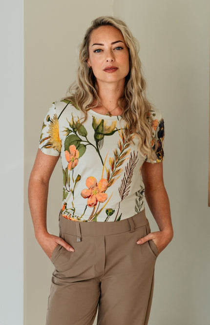 &Co woman Top Vere Flower Offwhite Multi TO354 Stretchshop.nl