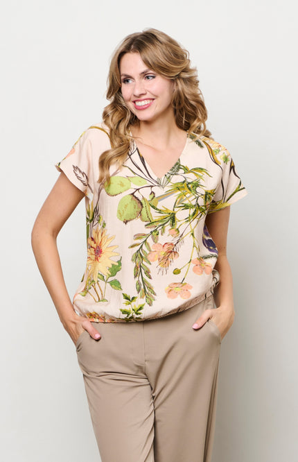 &Co woman Top Amke Flower Powder Pink Multi TO350 Stretchshop.nl