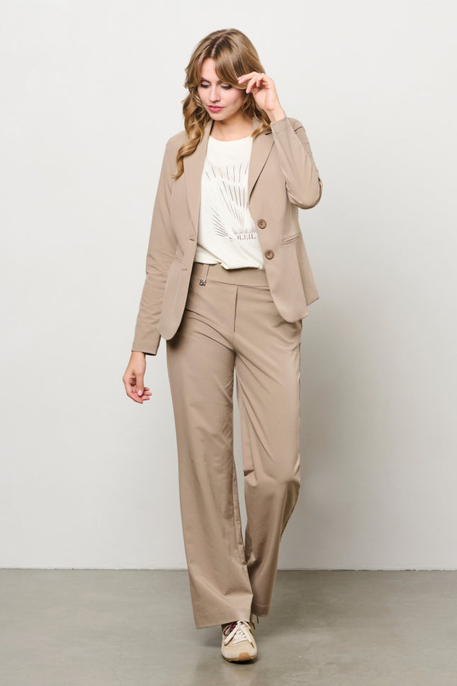 &Co woman Travel Broek Paulien Taupe PA429 Stretchshop.nl