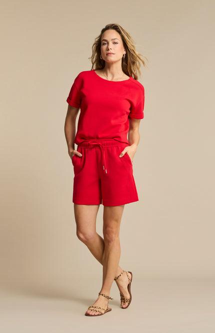 Red Button Top Skyler Scuba Red SRB4954 Stretchshop.nl