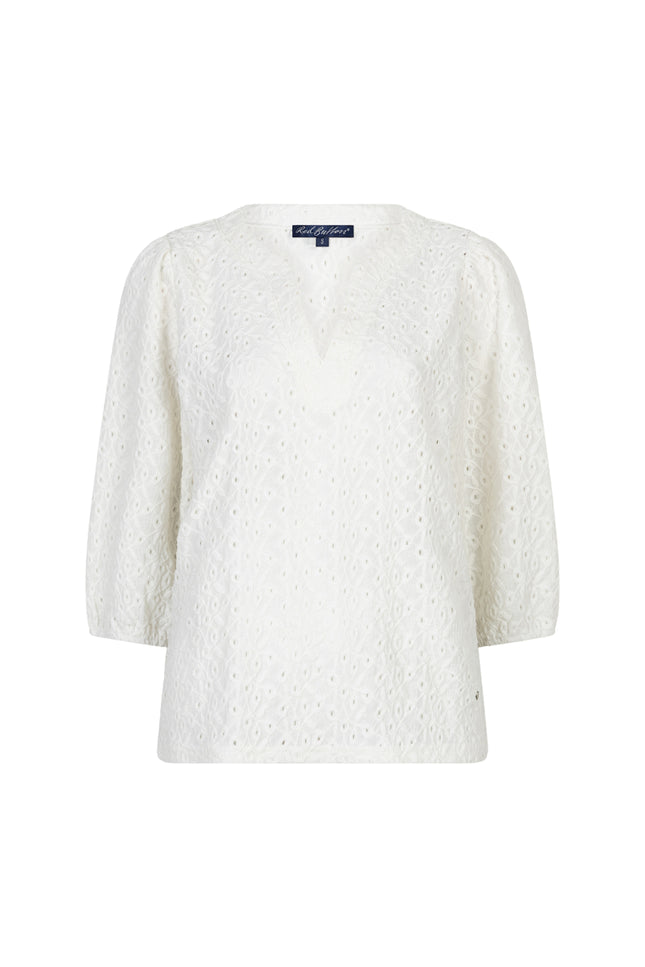 Red Button Top Ajour Ecru SRB4809 Stretchshop.nl