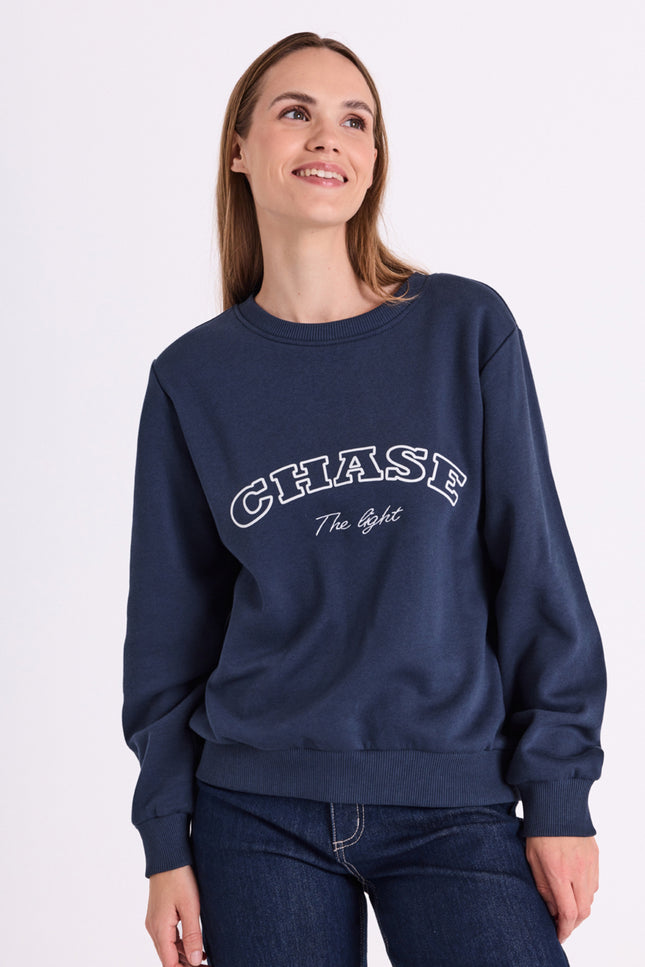 Freequent Trui Fqkamela Navy Blazer Star Offwhite 207469 Stretchshop.nl