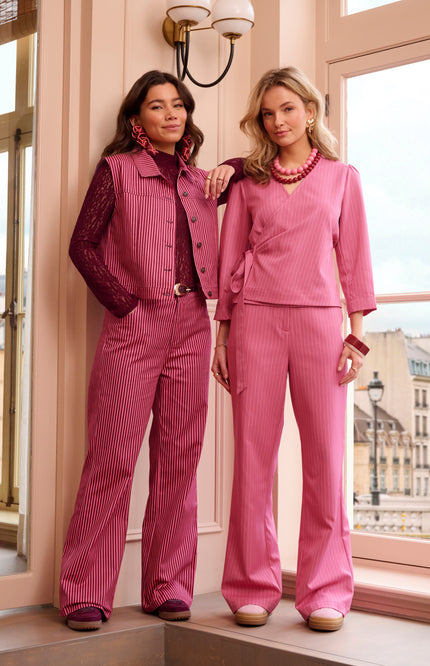 Ydence Gilet Marit Coral Pink Burgundy Stretchshop.nl