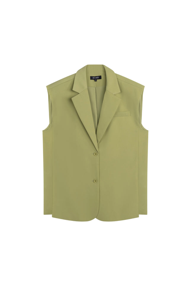 Refined Department Gilet Spencer Matcha R2603663964 Stretchshop.nl
