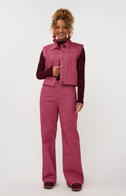 Ydence Gilet Marit Coral Pink Burgundy Stretchshop.nl