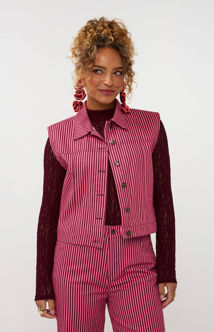Ydence Gilet Marit Coral Pink Burgundy Stretchshop.nl