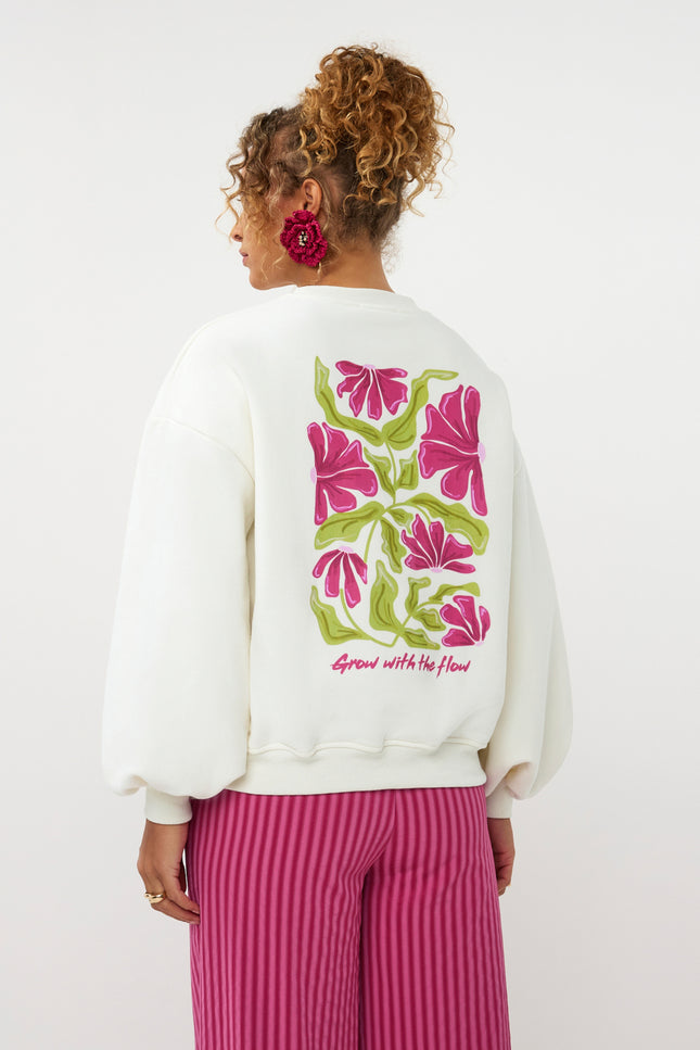 Ydence Sweater Grow With The Flow Ecru Stretchshop.nl