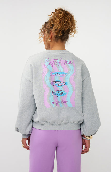 Ydence Sweater Catch Me Grey Melange Stretchshop.nl