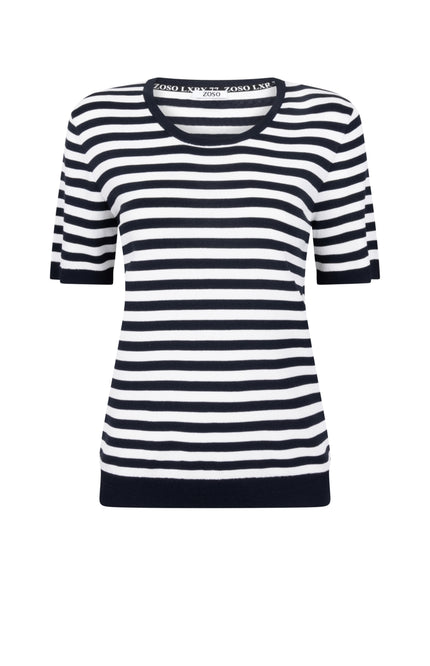 Zoso Sweater Gaby White Navy 262 Stretchshop.nl