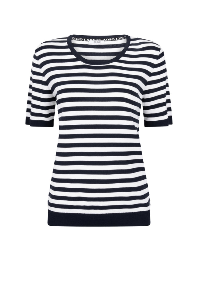 Zoso Sweater Gaby White Navy 262 Stretchshop.nl