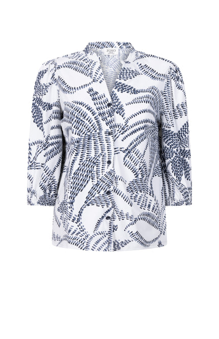 Zoso Travel Blouse Leonie White Navy 262 Stretchshop.nl