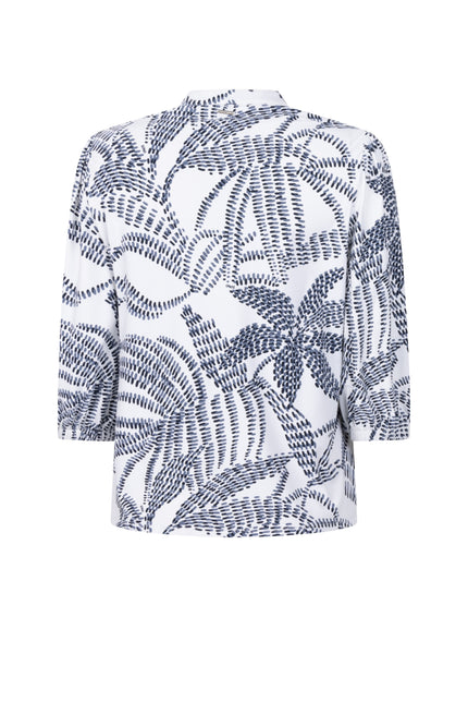 Zoso Travel Blouse Leonie White Navy 262 Stretchshop.nl