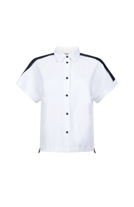 Zoso Travel Blouse Peggy White Navy 262 Stretchshop.nl