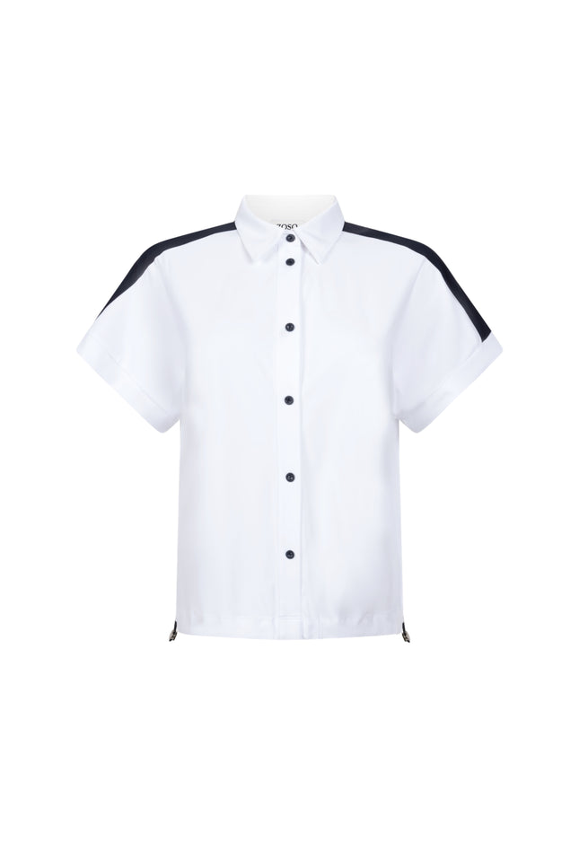 Zoso Travel Blouse Peggy White Navy 262 Stretchshop.nl