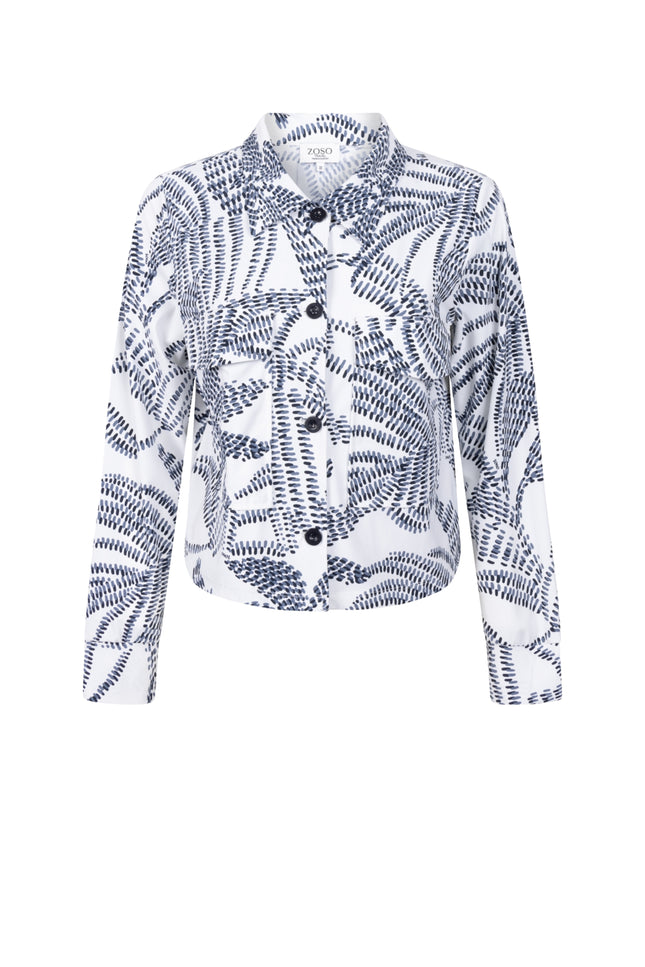 Zoso Travel Jacket Quincy White Navy 262 Stretchshop.nl