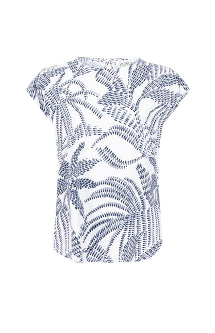 Zoso Travel Blouse Quinty White Navy 262 Stretchshop.nl