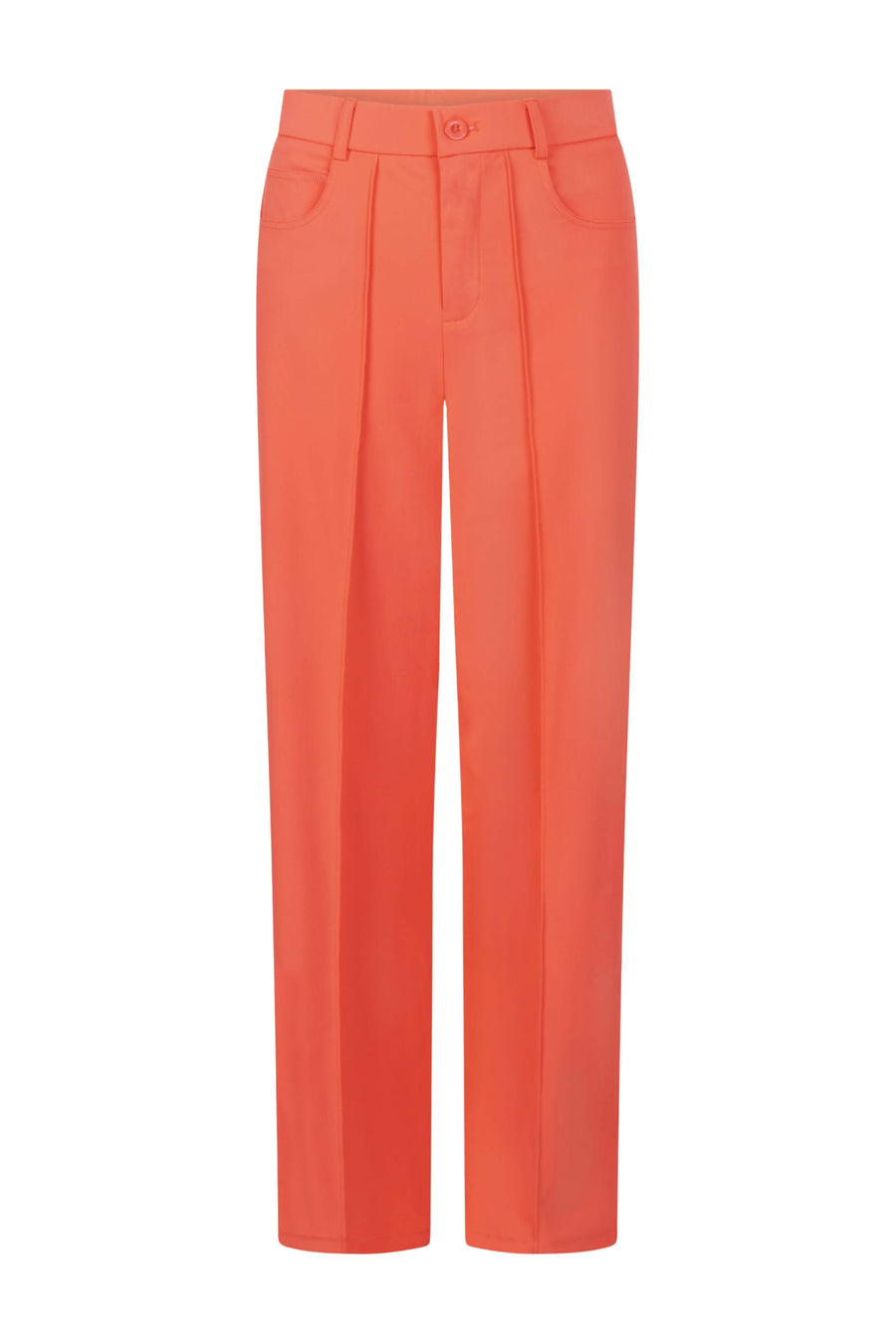 Zoso Travel Broek Beau Coral 262, lichtgekleurde reisbroek met comfortabele pasvorm en elastische taille, op een witte achtergrond.