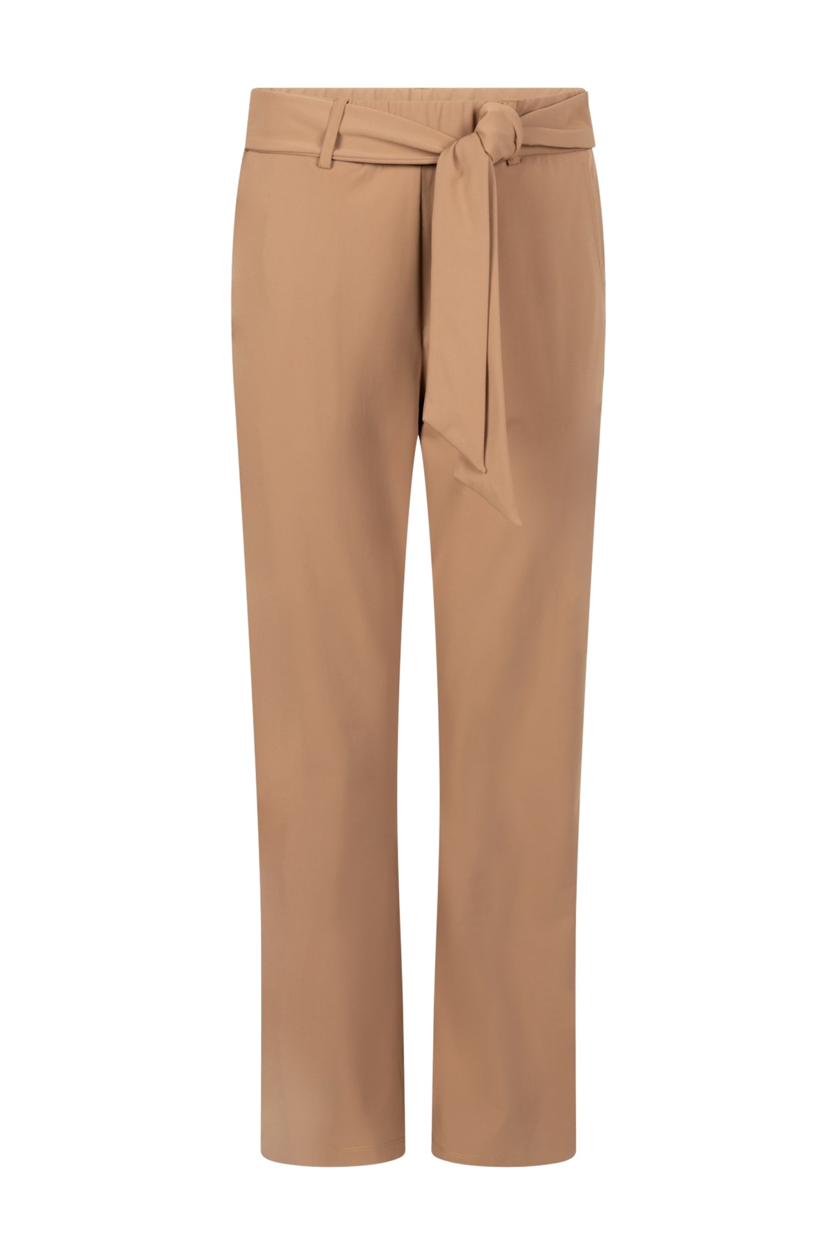 Zoso Belle Summer camel travelbroek, lichtgewicht en comfortabel, met elastische taille en stijlvolle pasvorm.