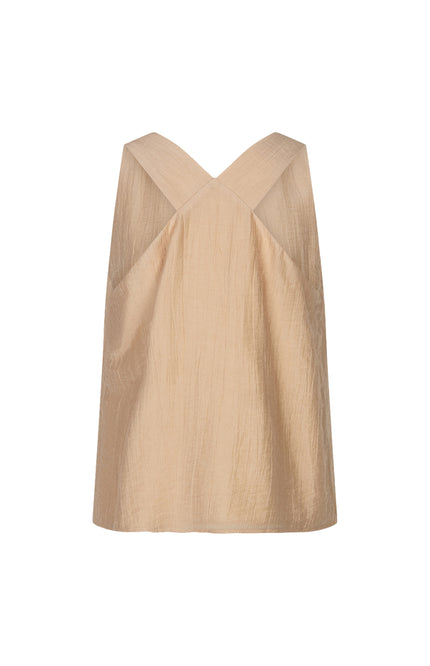 EsQualo Top Light Crinkle Sand HS26.14215 Stretchshop.nl