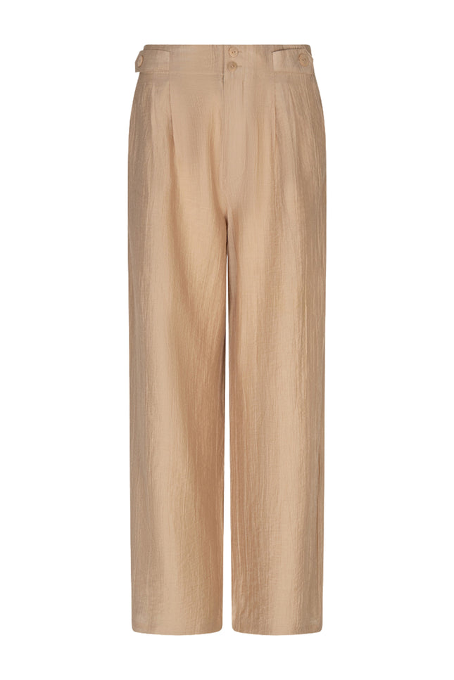 EsQualo Broek Wide Light Crinkle Sand HS26.14216 Stretchshop.nl