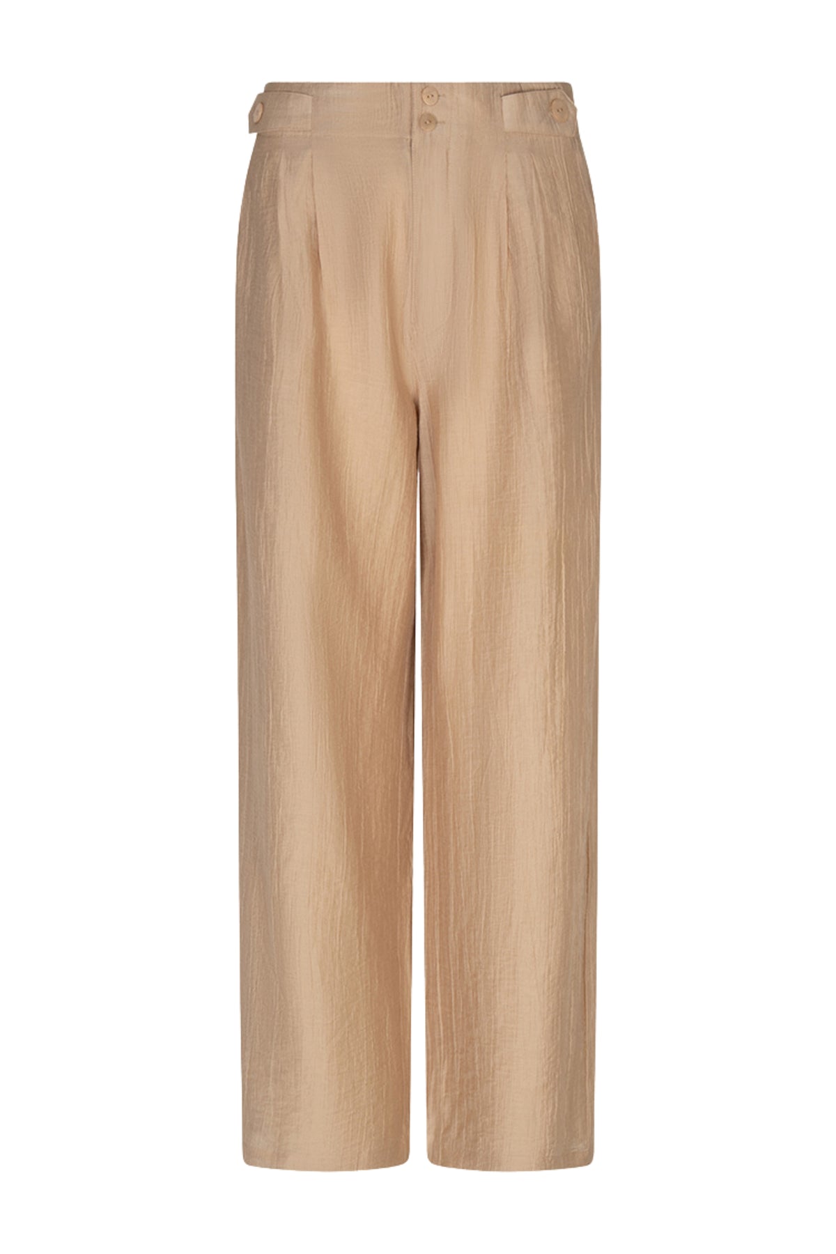 Lichte crinkle wide-fit broek van EsQualo, model Larissa, met losse pasvorm en comfortabele stof.