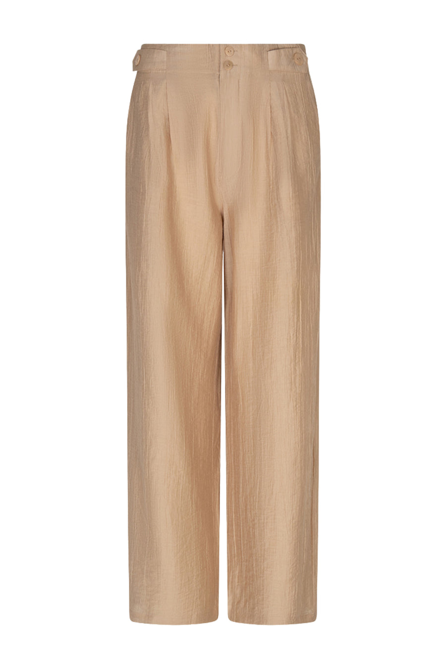 Lichte crinkle wide-fit broek van EsQualo, model Larissa, met losse pasvorm en comfortabele stof.