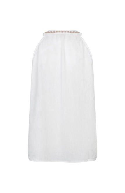 EsQualo Top Embroidery Crinkle Offwhite HS26.14221 Stretchshop.nl