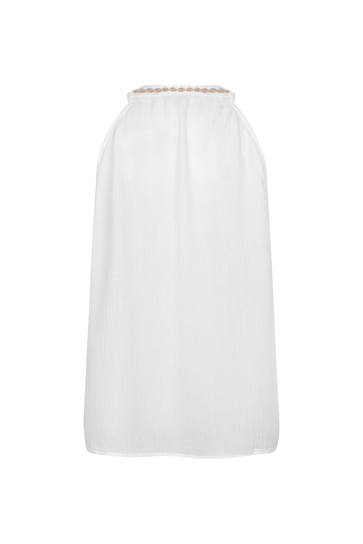 Offwhite crinkle top met borduursel van EsQualo, elegante blouse met gedetailleerde textuur en fijne afwerking.