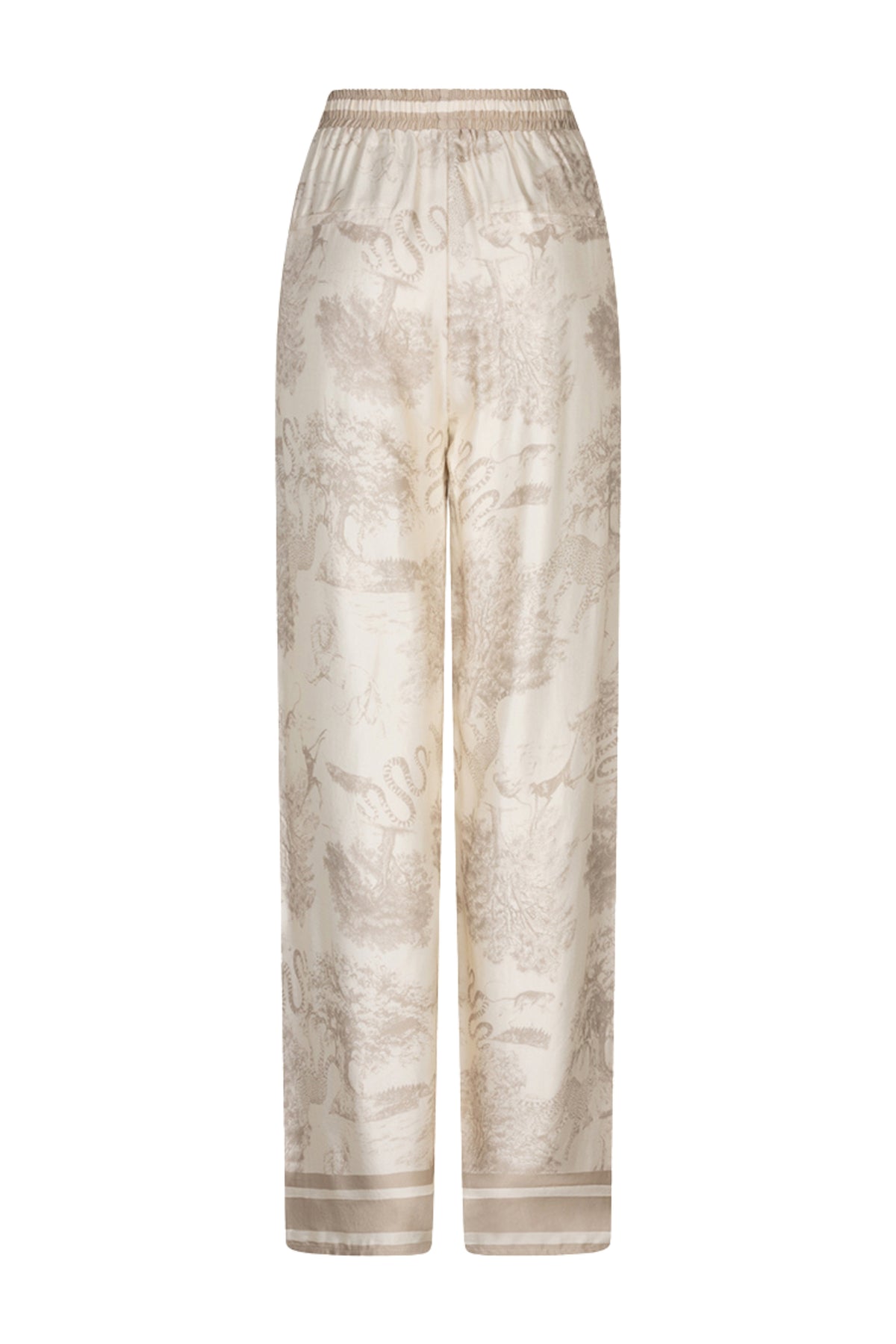LARISSA EsQualo safari print broek met tailleband en zakken, comfortabele katoenen damesbroek in modieus patroon