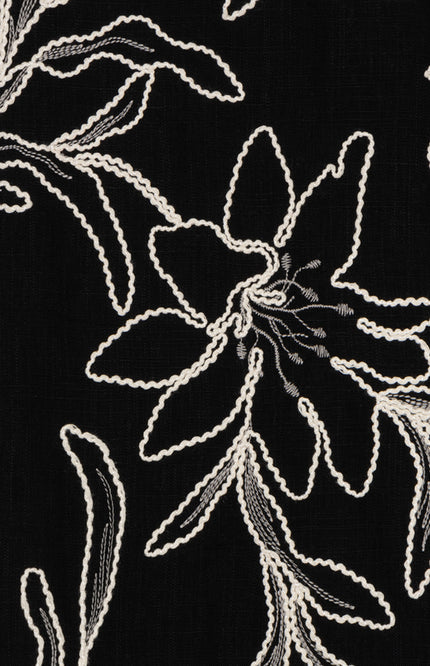 EsQualo Jurk Flower Embroidery Black HS26.15209 Stretchshop.nl