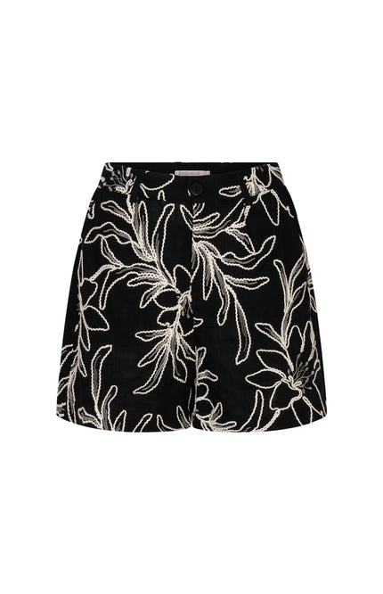 EsQualo Short Flower Embroidery Black HS26.15211 Stretchshop.nl