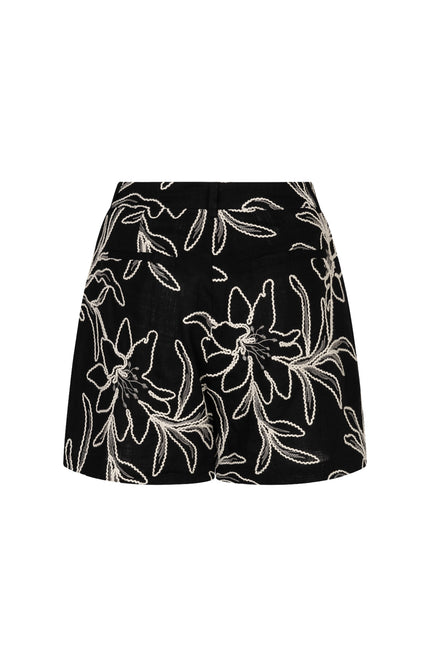 EsQualo Short Flower Embroidery Black HS26.15211 Stretchshop.nl