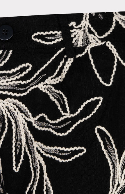 EsQualo Short Flower Embroidery Black HS26.15211 Stretchshop.nl